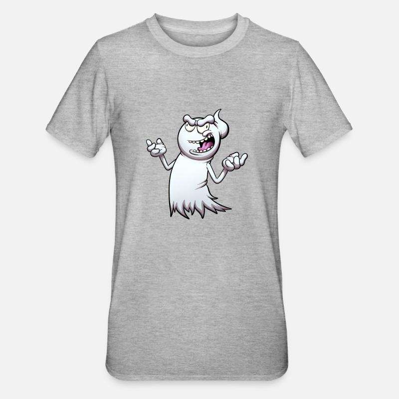 Evil Laughing Ghost - Unisex Polycotton T-Shirt - heather grey