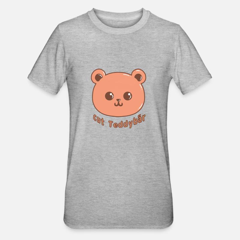 Cute Teddybär 🐻🧸 - Unisex Polycotton T-Shirt - Grau meliert