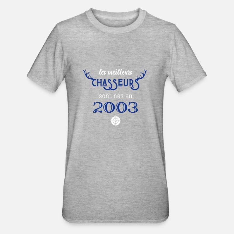 Anniversaire chasseur 2003 - T-shirt polycoton Unisexe - gris chiné
