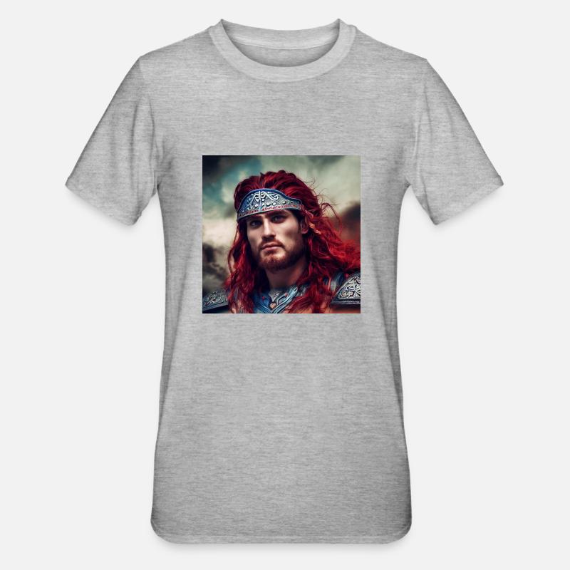 Wikingerkrieger - Unisex Polycotton T-Shirt - Grau meliert