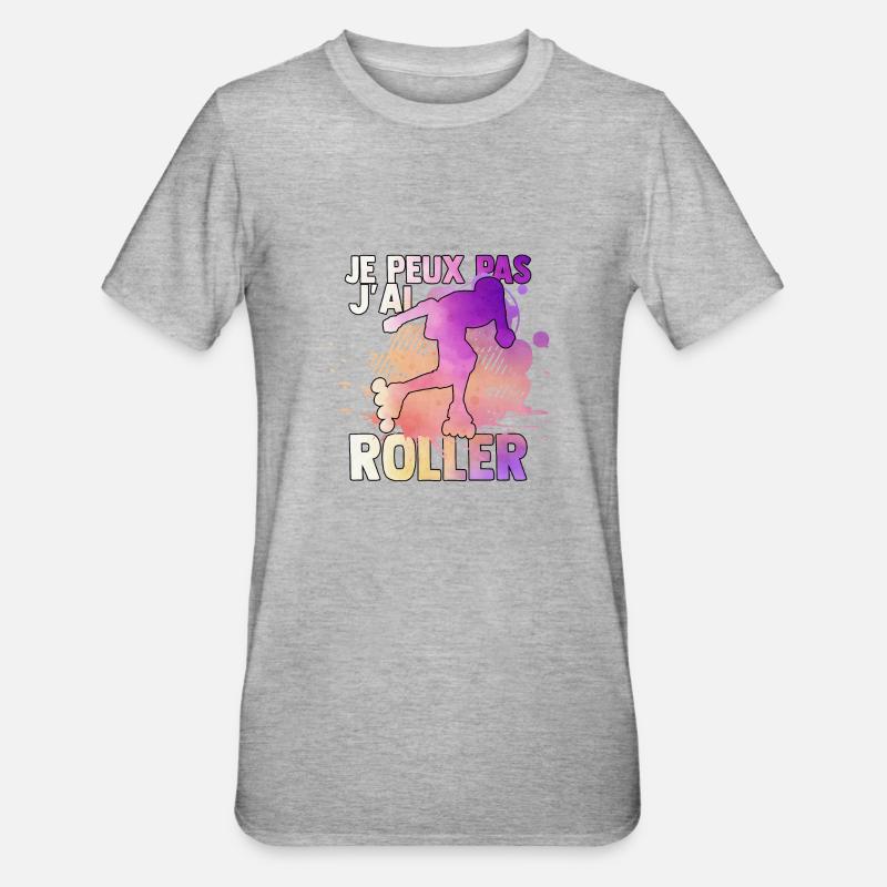 je peux pas j'ai roller idée cadeau roller drôles - T-shirt polycoton Unisexe - gris chiné