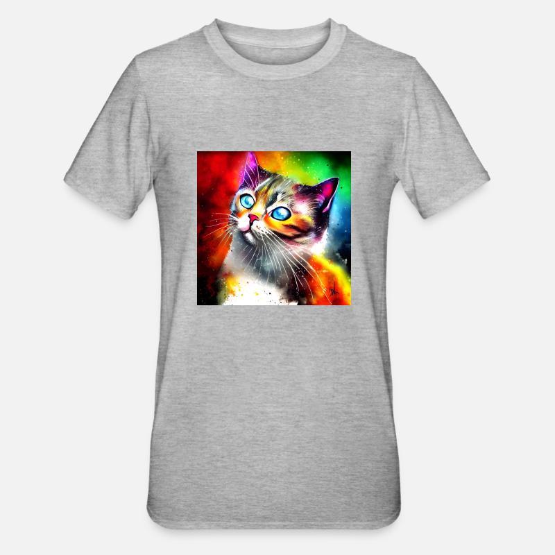 Mignon chat coloré - T-shirt polycoton Unisexe - gris chiné
