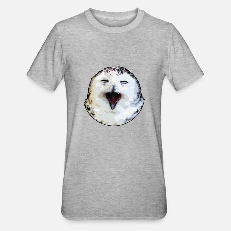 glückliche Eule - Unisex Polycotton T-Shirt - Grau meliert