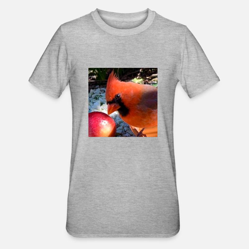 Nördlicher Kardinal - Unisex Polycotton T-Shirt - Grau meliert