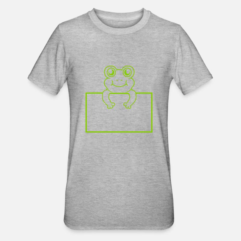Bouclier montrer grenouille comique - T-shirt polycoton Unisexe - gris chiné