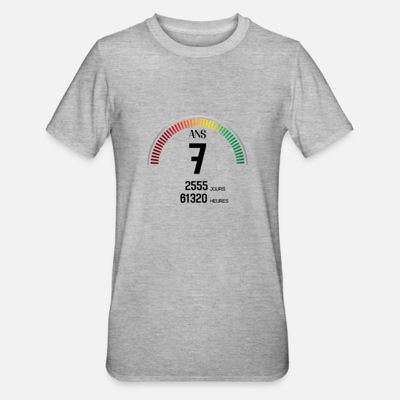 Anniversaire 7 ans Compteur - T-shirt polycoton Unisexe - gris chiné