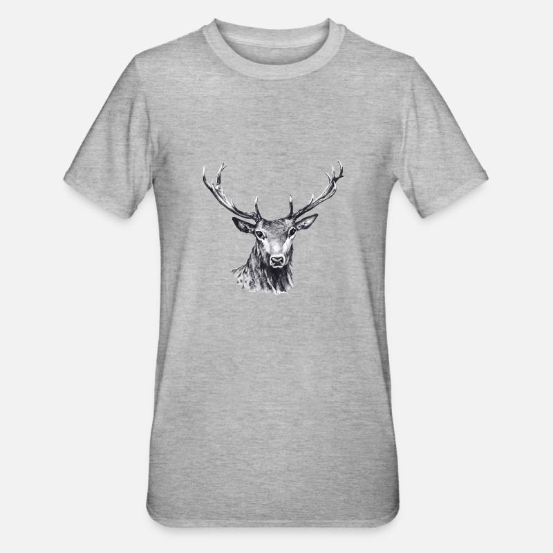 Cerf - T-shirt polycoton Unisexe - gris chiné