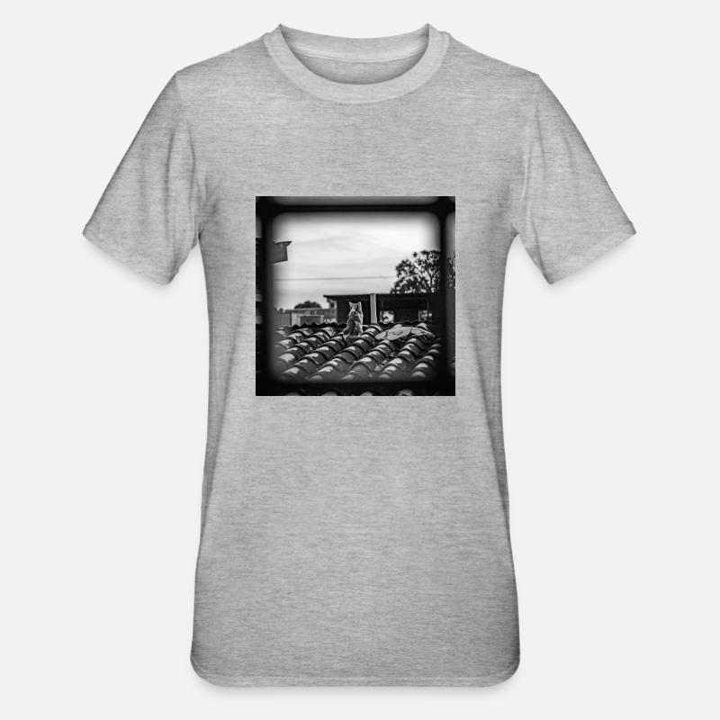 le chat sur le toit - T-shirt polycoton Unisexe - gris chiné