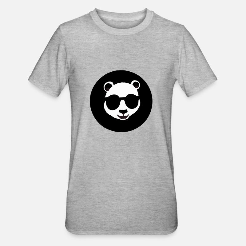 Panda avec lunettes de soleil - T-shirt polycoton Unisexe - gris chiné