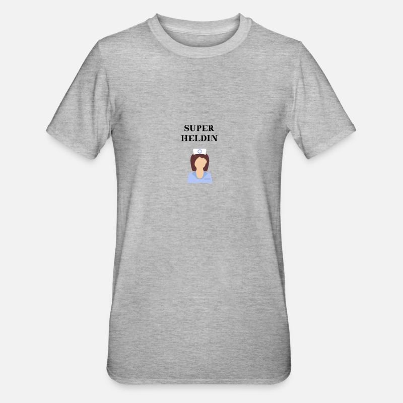 Krankenschwester Superheldin Geschenkidee Heldin - Unisex Polycotton T-Shirt - Grau meliert