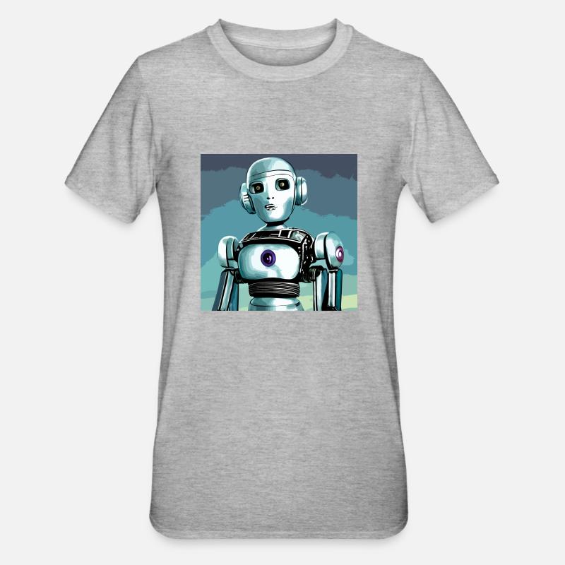 Robot, android, cyborg, science fiction - Unisex Polycotton T-Shirt - heather grey