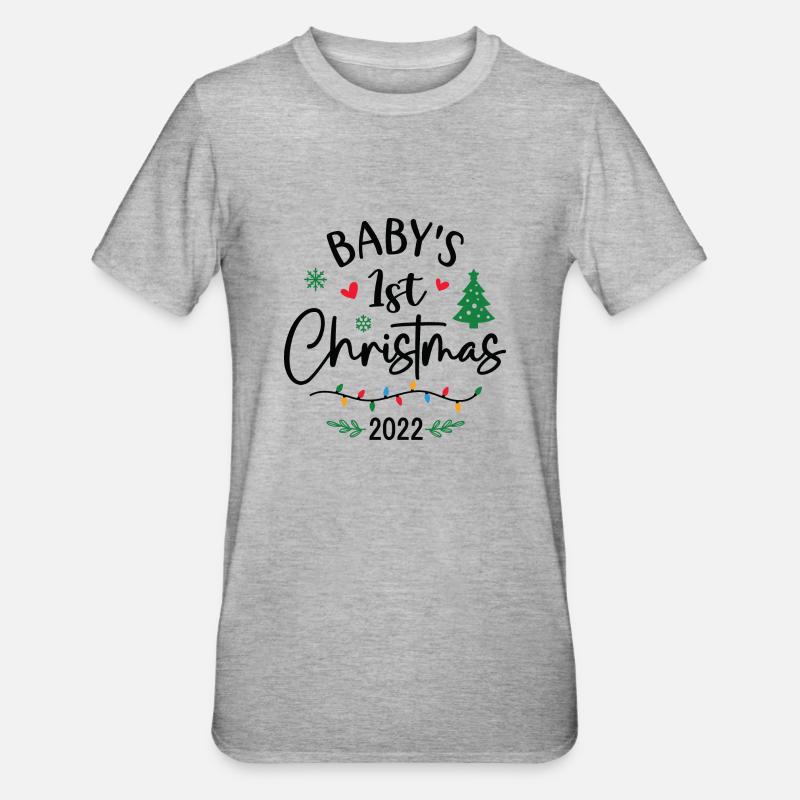 1er Noël de bébé 2022 - T-shirt polycoton Unisexe - gris chiné
