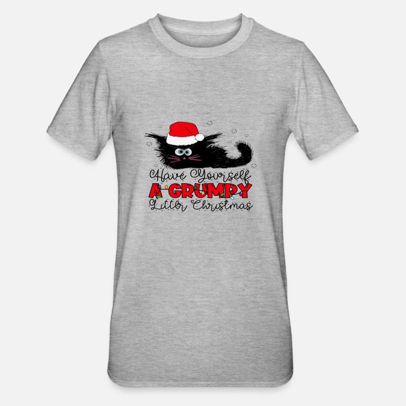 Faites-vous une litière grincheuse Noël - T-shirt polycoton Unisexe - gris chiné