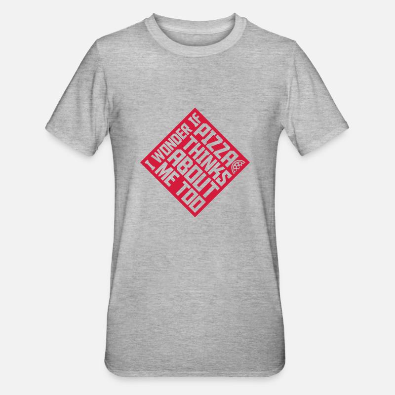 La pizza pense à moi - T-shirt polycoton Unisexe - gris chiné