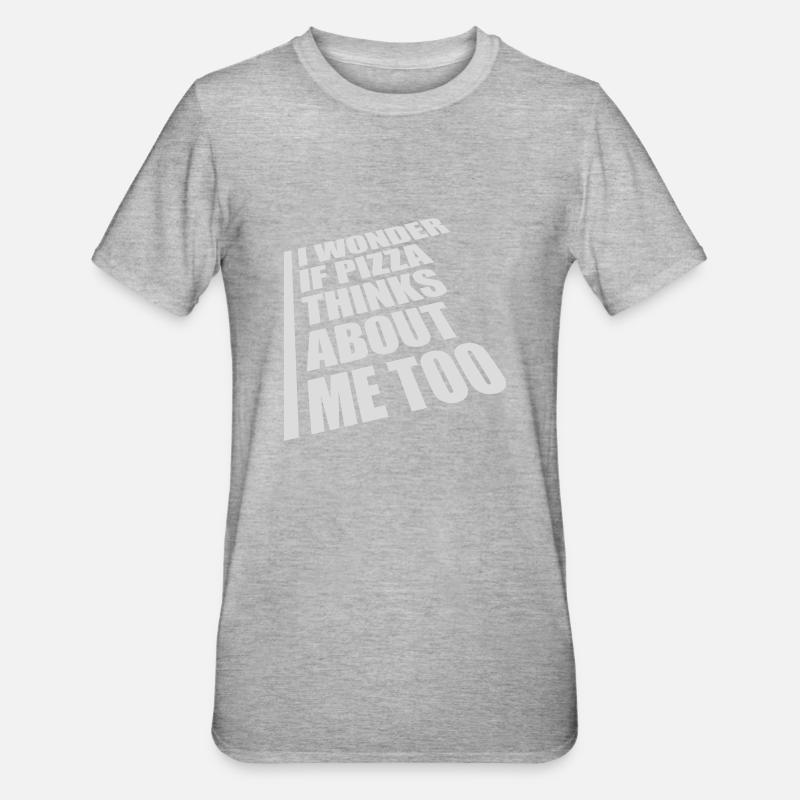 pizza thinks about me - Unisex Polycotton T-Shirt - heather grey