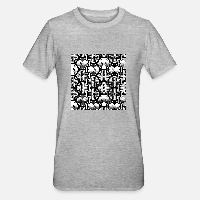 Chinese pattern - Unisex Polycotton T-Shirt - heather grey