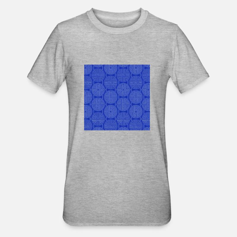 Chinesisches Muster - Unisex Polycotton T-Shirt - Grau meliert