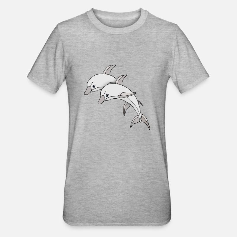 Dauphins - T-shirt polycoton Unisexe - gris chiné