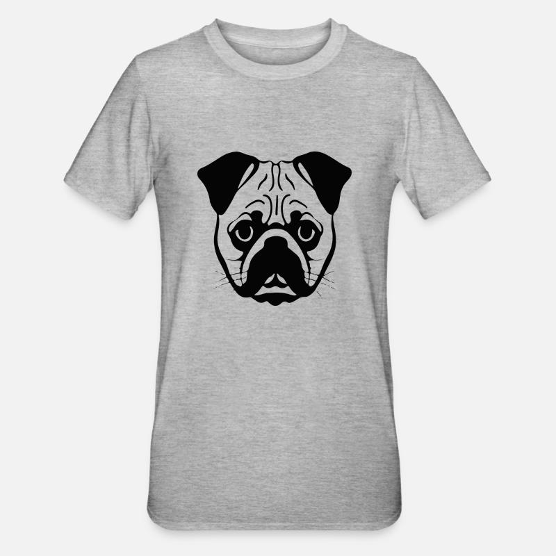 Mopswelpe - Unisex Polycotton T-Shirt - Grau meliert