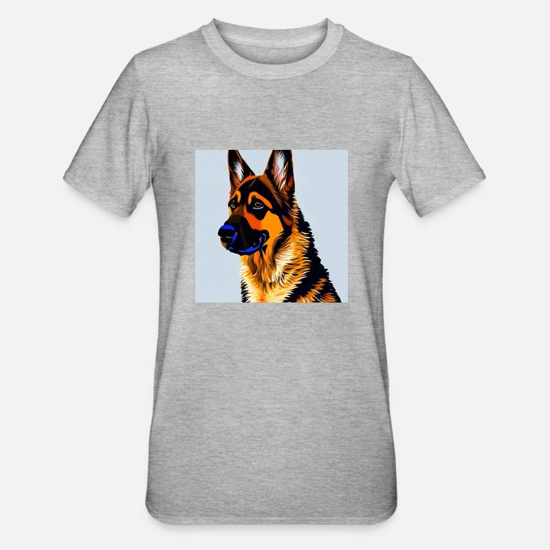 Deutscher Schäferhund, digitale Malerei, - Unisex Polycotton T-Shirt - Grau meliert