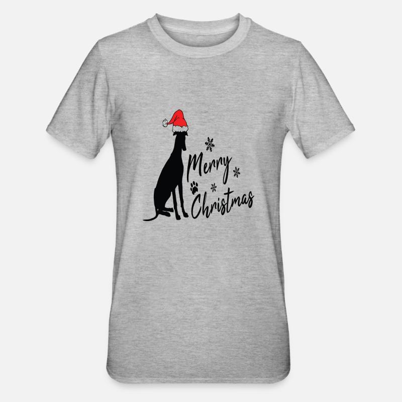 Joyeux lévrier de Noël - T-shirt polycoton Unisexe - gris chiné