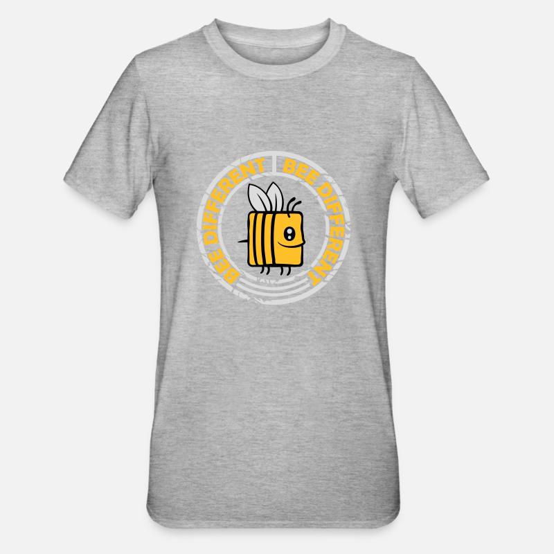 bee different Spruch Zitat - Unisex Polycotton T-Shirt - Grau meliert