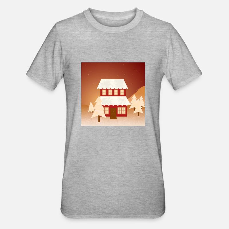 Paysage de Noël - T-shirt polycoton Unisexe - gris chiné