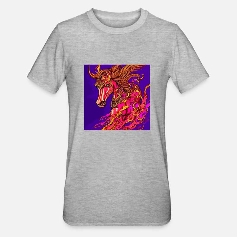 Illustration abstraite d’un cheval - T-shirt polycoton Unisexe - gris chiné
