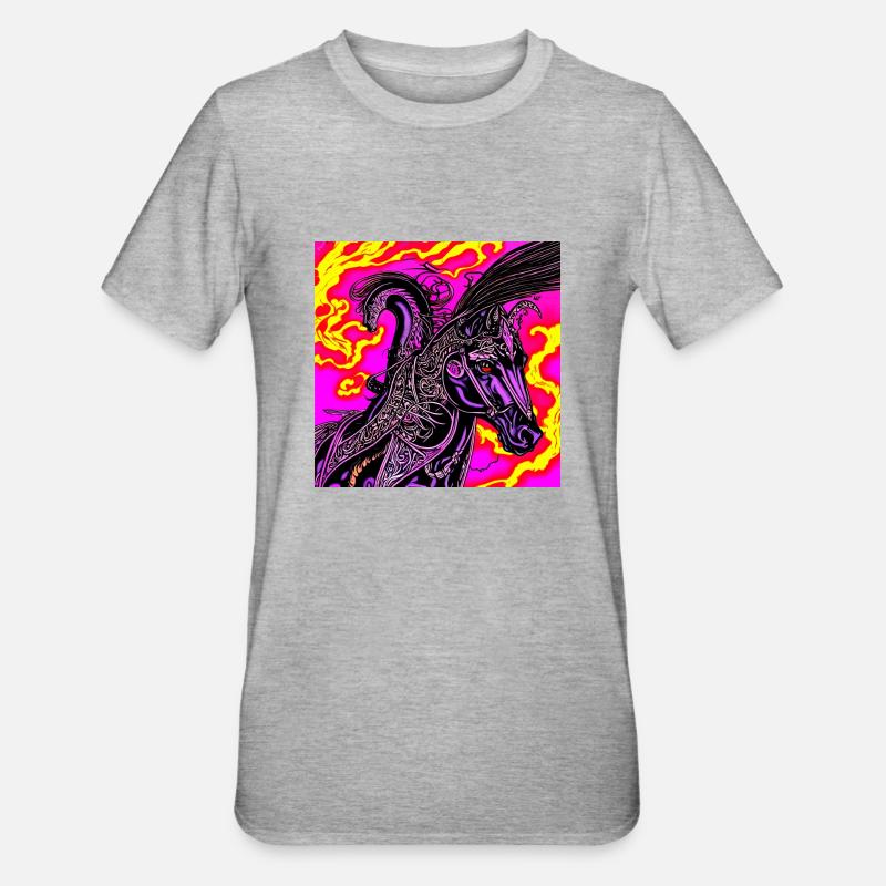 Illustration abstraite d’un cheval - T-shirt polycoton Unisexe - gris chiné