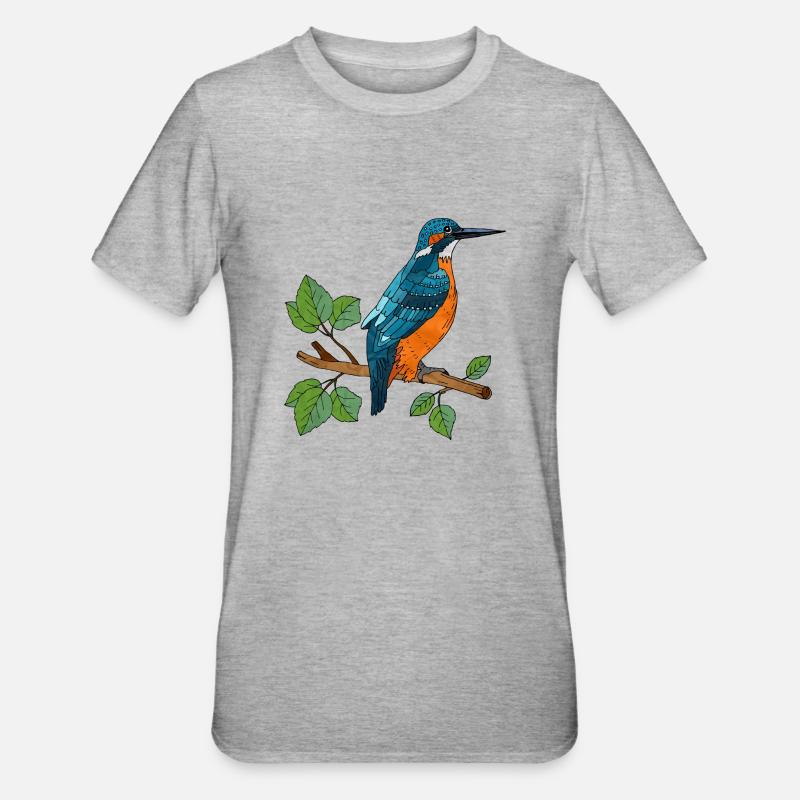 Bunter Vogel - Unisex Polycotton T-Shirt - Grau meliert