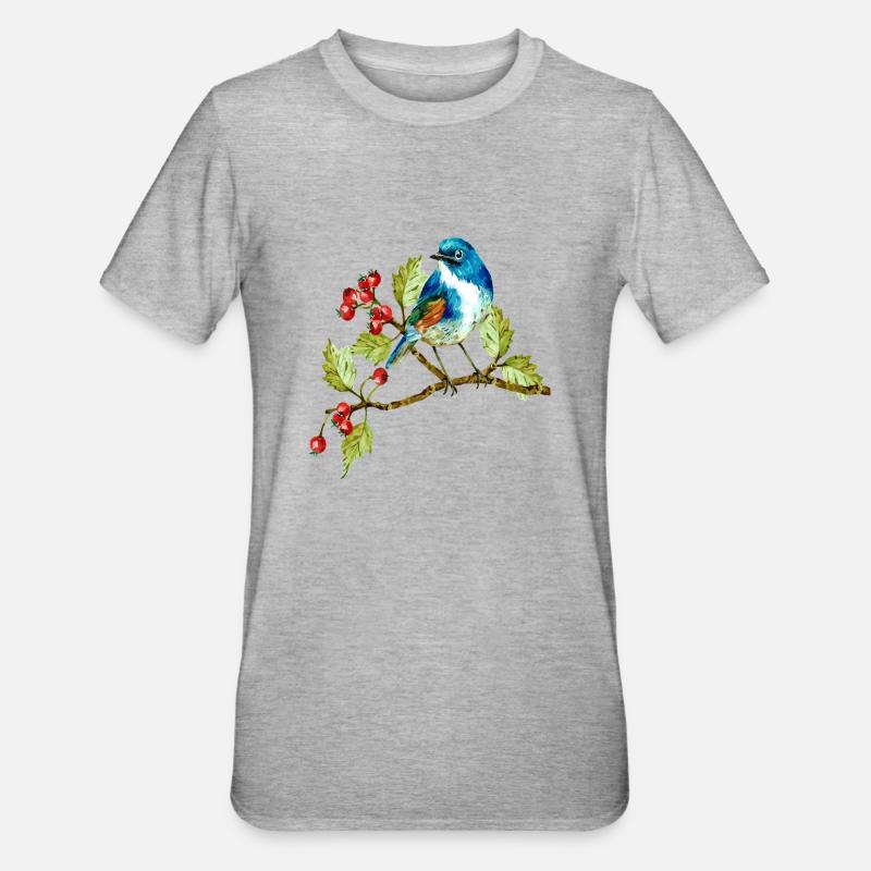 Bunter Vogel - Unisex Polycotton T-Shirt - Grau meliert