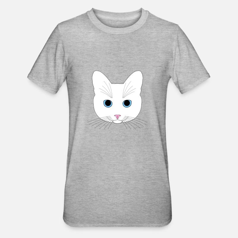 Chat blanc - T-shirt polycoton Unisexe - gris chiné