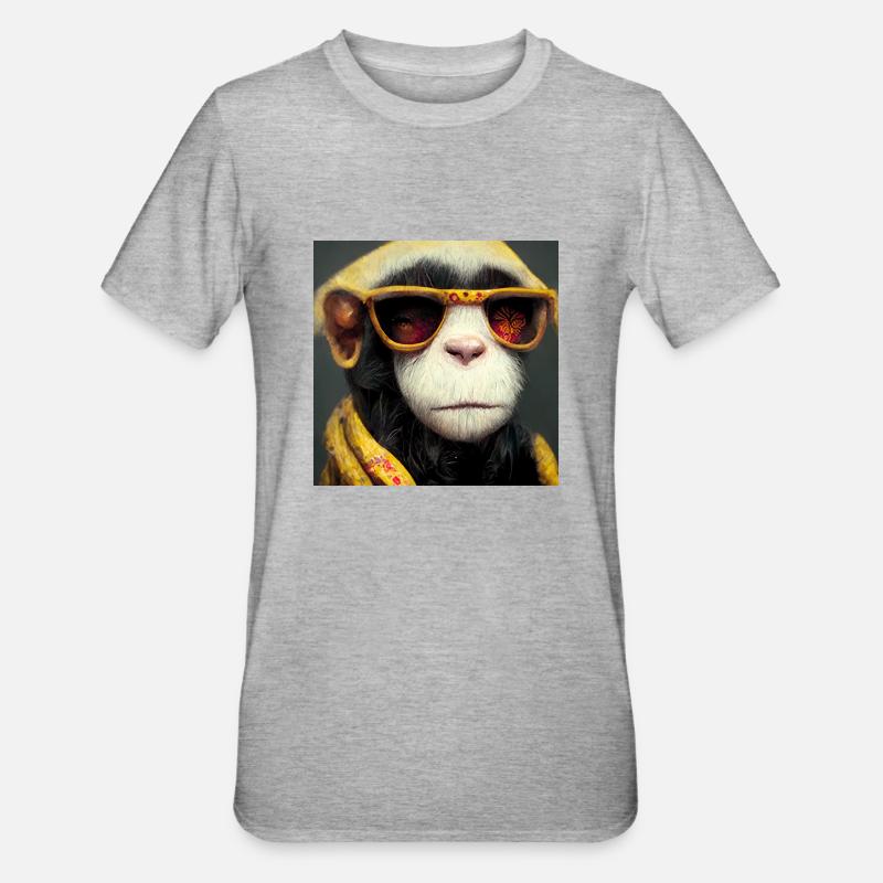Affe mit Sonnenbrille - Unisex Polycotton T-Shirt - Grau meliert
