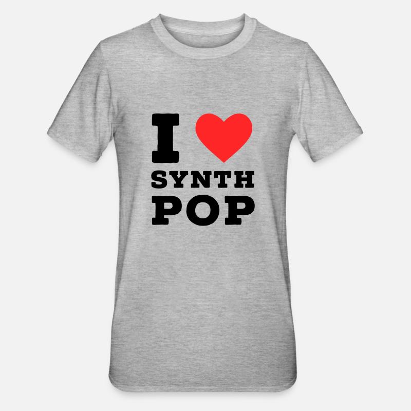 Ich liebe Synthie-Pop - Unisex Polycotton T-Shirt - Grau meliert