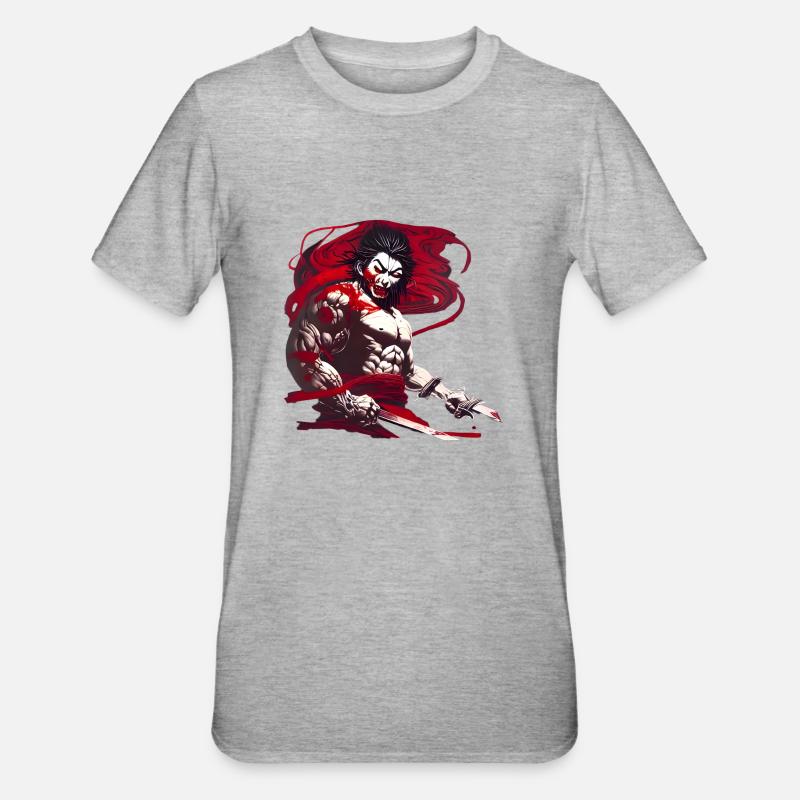 Samurai Warrior - Unisex Polycotton T-Shirt - heather grey
