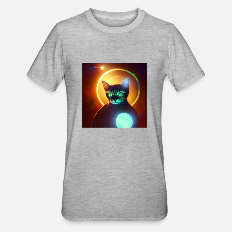 Le chat de l’univers - T-shirt polycoton Unisexe - gris chiné