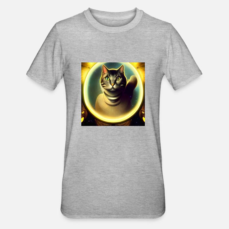 Le chat de l’univers - T-shirt polycoton Unisexe - gris chiné