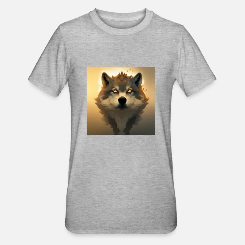 Portrait de loup - T-shirt polycoton Unisexe - gris chiné