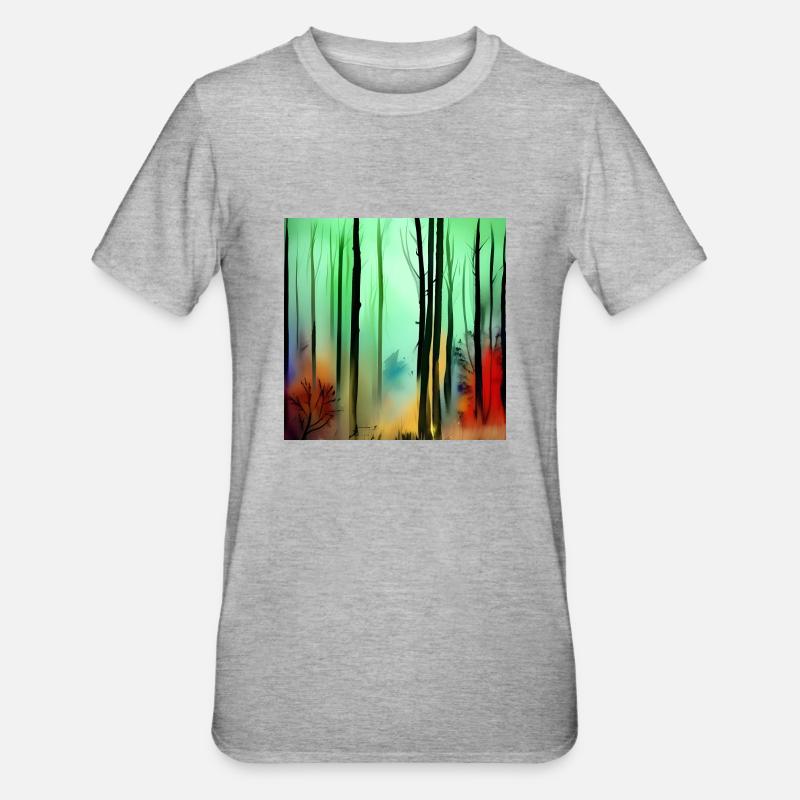Forêt d’aquarelle d’automne - T-shirt polycoton Unisexe - gris chiné