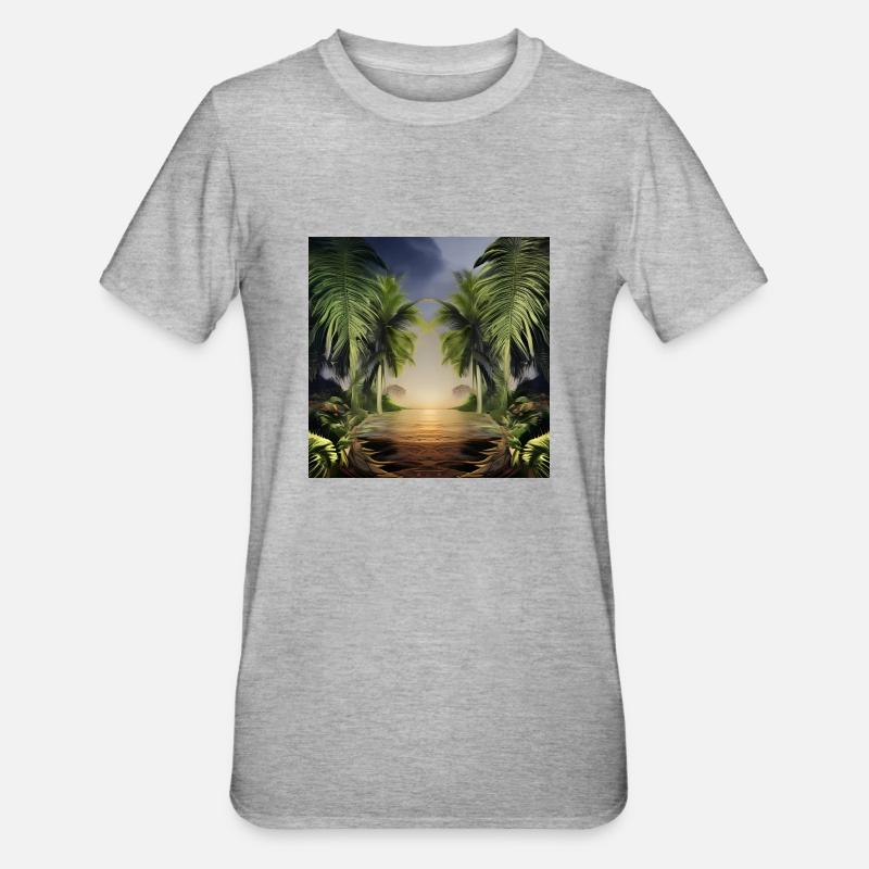 Dschungel-Kunstwerke - Unisex Polycotton T-Shirt - Grau meliert