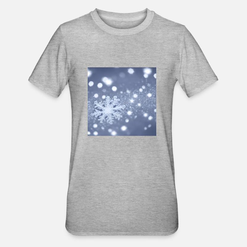 Schneeflocken-Design - Unisex Polycotton T-Shirt - Grau meliert