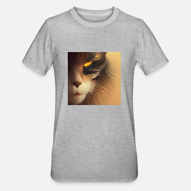 Visage de chat effrayant - T-shirt polycoton Unisexe - gris chiné