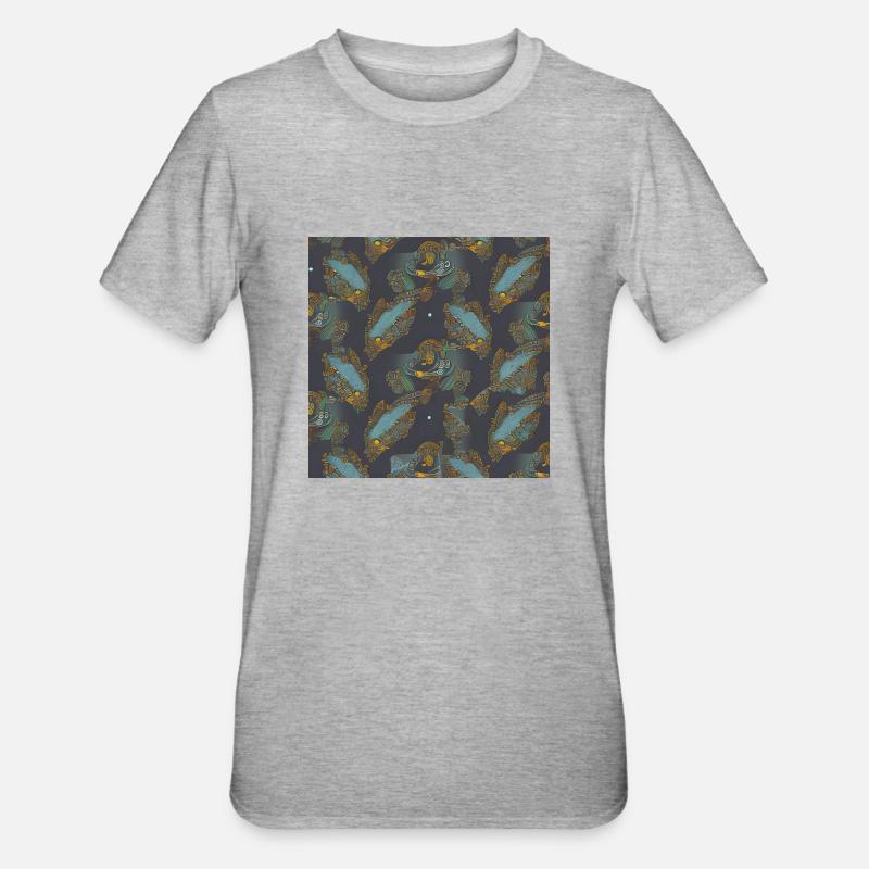 Fish abstract pattern - Unisex Polycotton T-Shirt - heather grey