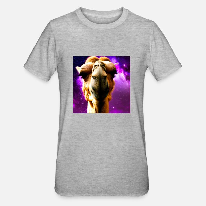 Dromedar Kopf - Kamel - Unisex Polycotton T-Shirt - Grau meliert