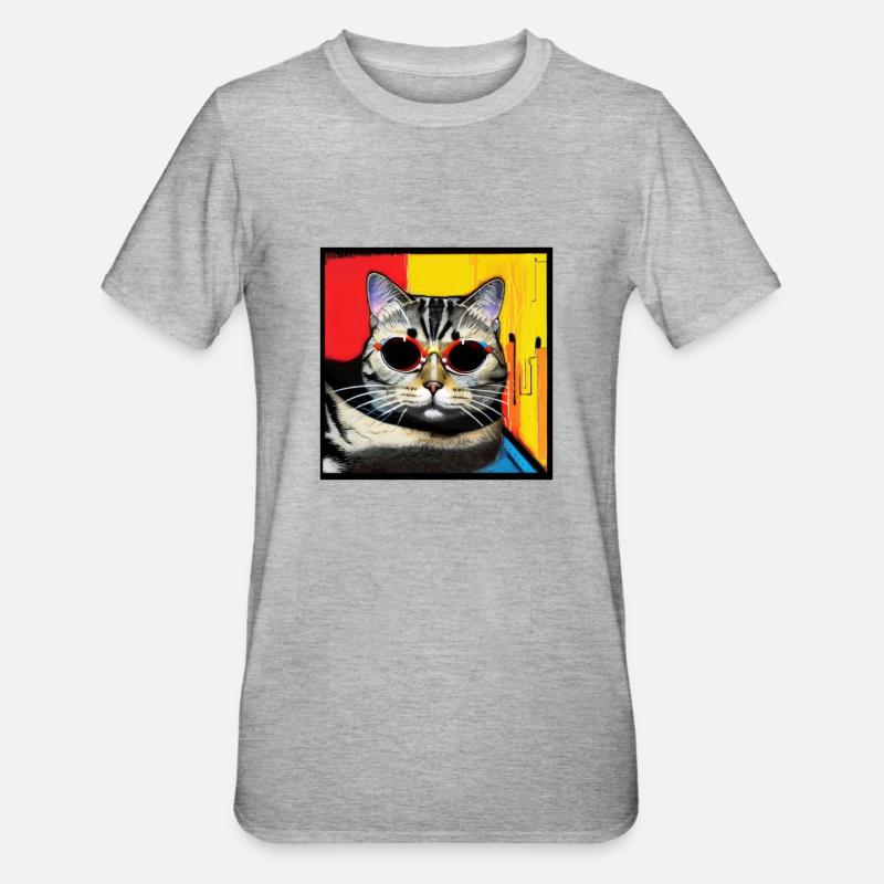 Coole Katze 4 - Unisex Polycotton T-Shirt - Grau meliert