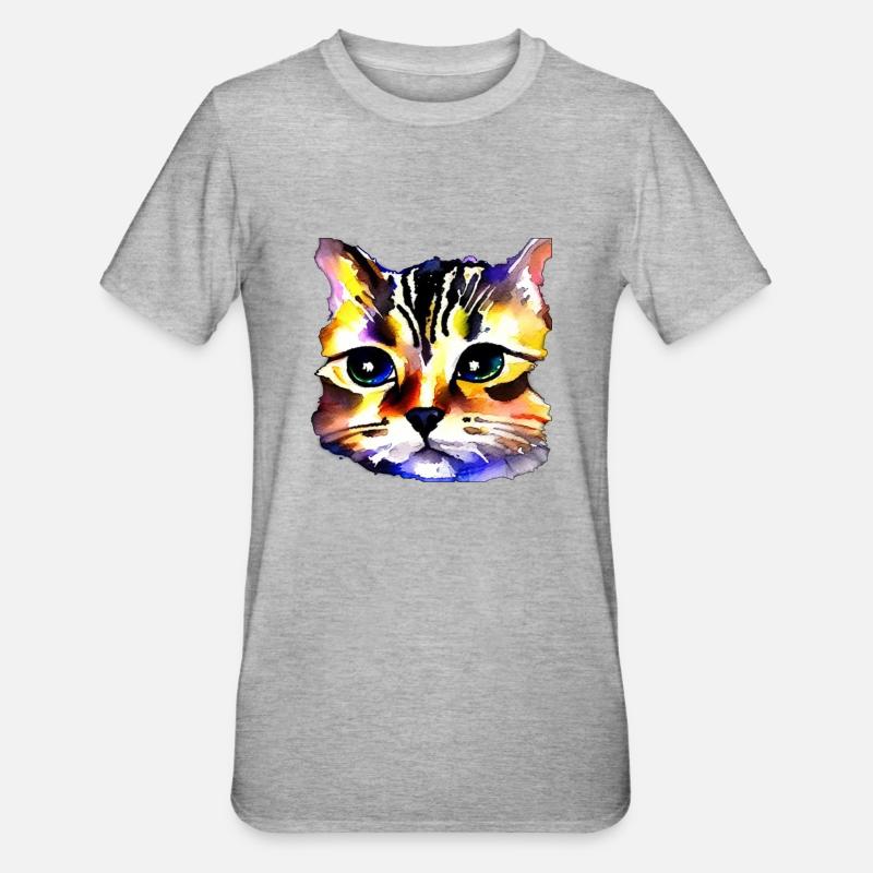 Face de chat 4 - T-shirt polycoton Unisexe - gris chiné