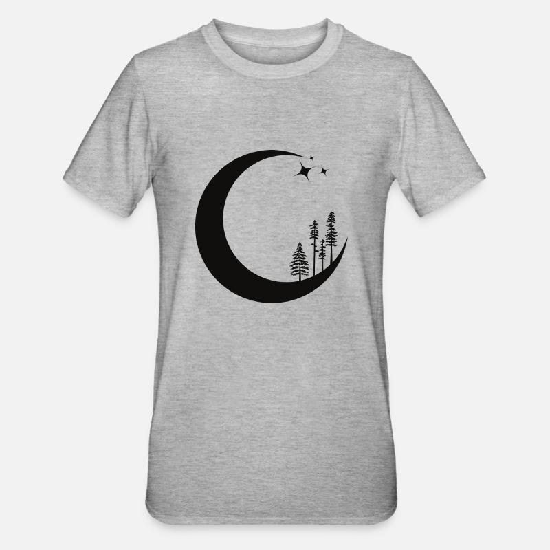 Lune Céleste pins arbre - T-shirt polycoton Unisexe - gris chiné