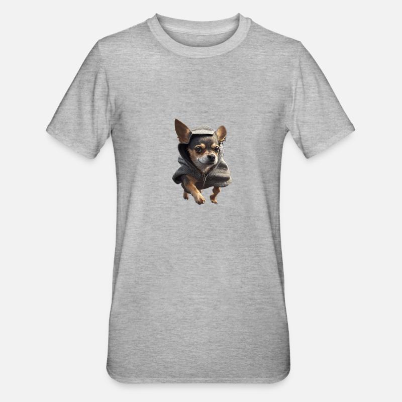 Chien avec sweat à capuche - T-shirt polycoton Unisexe - gris chiné