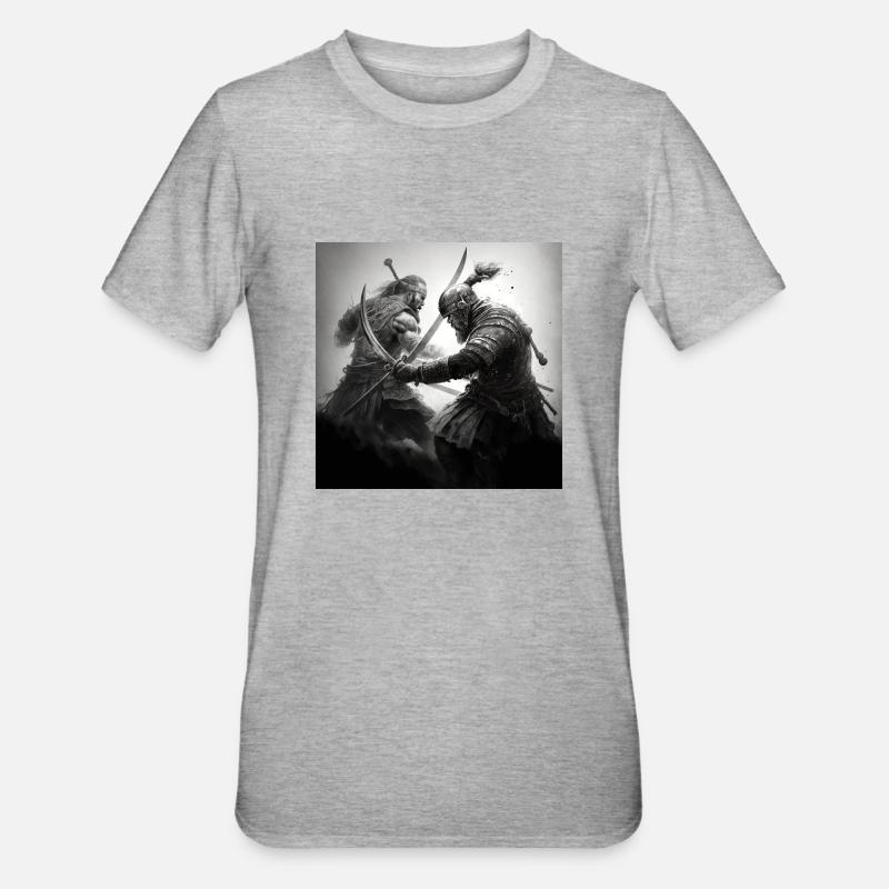 Samurai Vs Wikinger - Unisex Polycotton T-Shirt - Grau meliert