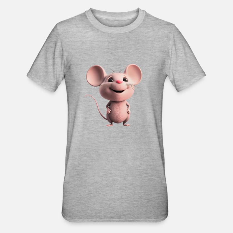 douce souris heureuse - T-shirt polycoton Unisexe - gris chiné